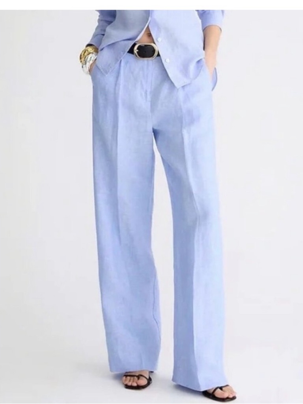 J Crew Essential Wide Leg Pants in Linen (french blue)